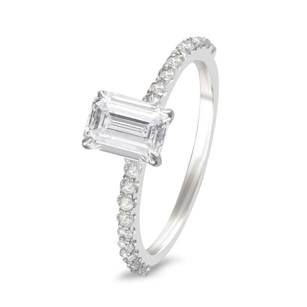 Anillo de compromiso con diamante central lab-grown 1 ct y diamantes laterales