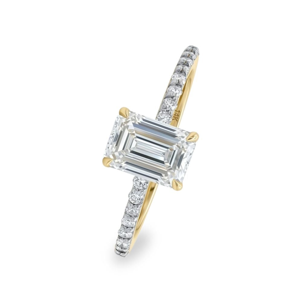 Anillo de compromiso con diamante central lab-grown 1.1 ct y diamantes laterales