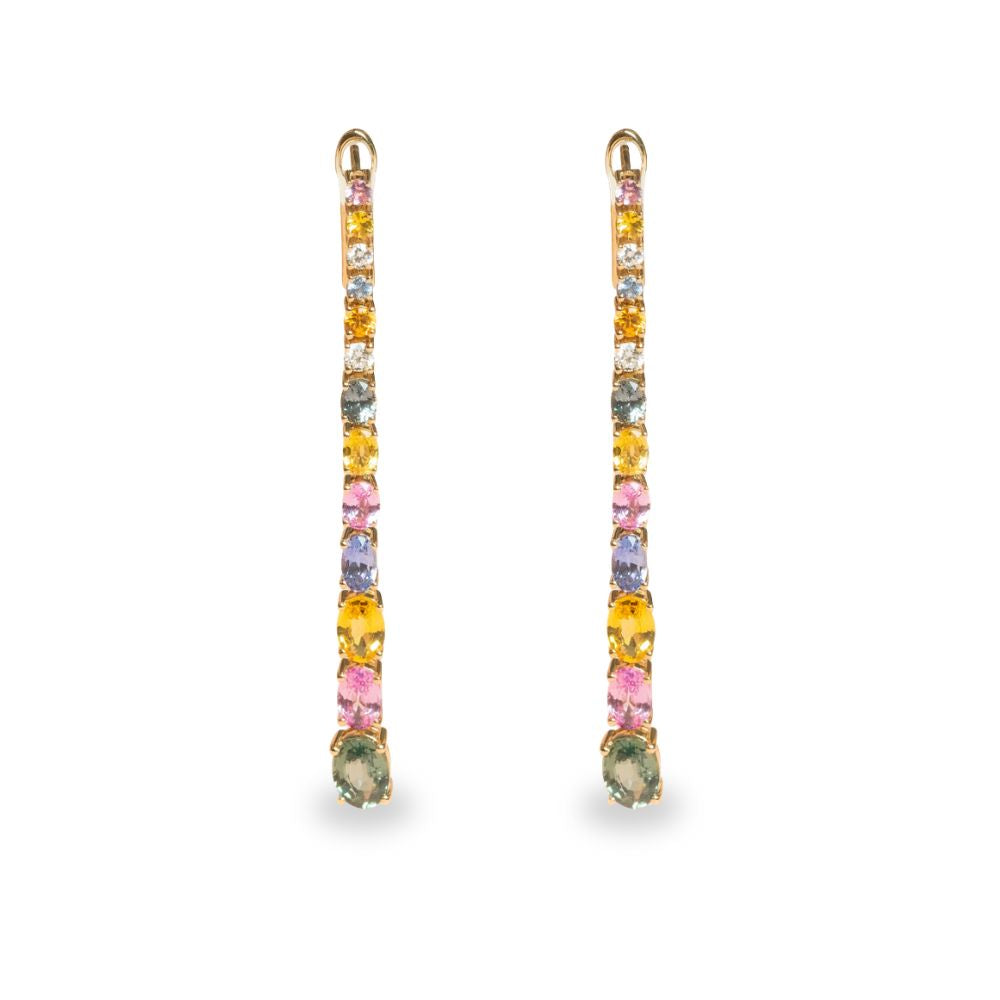 Aretes con zafiro multicolor y diamantes