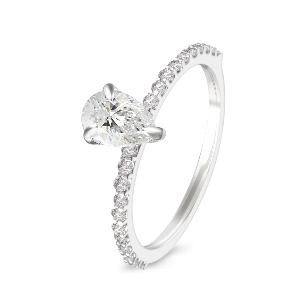 Anillo de compromiso con diamante central lab-grown 0.67 ct  y diamantes laterales
