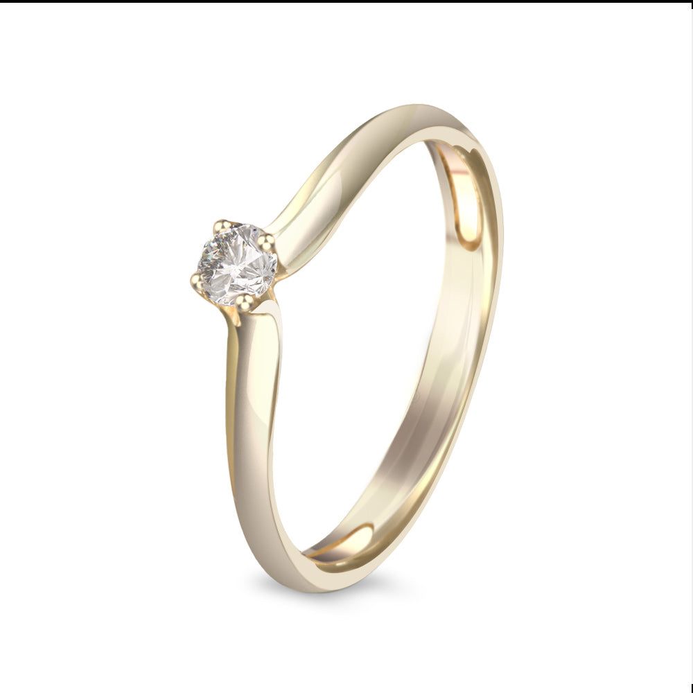 Anillo de compromiso solitario con diamante 0.15 ct