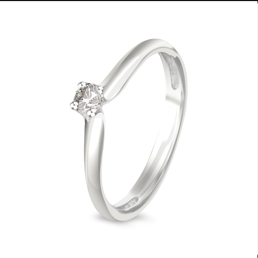 Anillo de compromiso solitario con diamante 0.15 ct