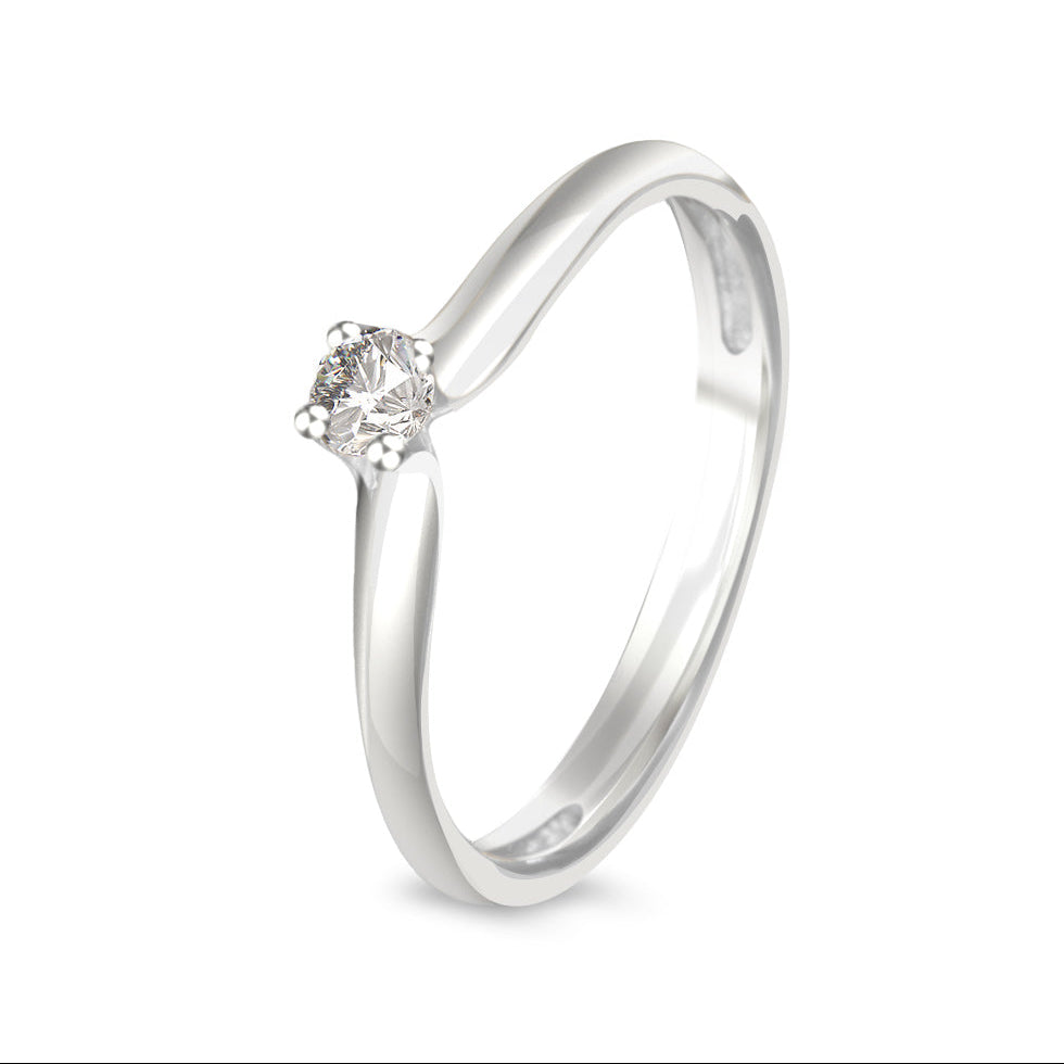 Anillo de compromiso solitario con diamante 0.15 ct