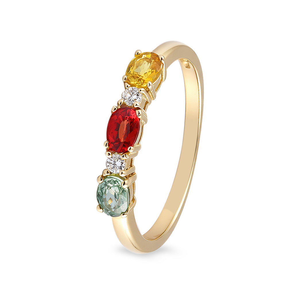 Churumbela con zafiro multicolor y diamantes