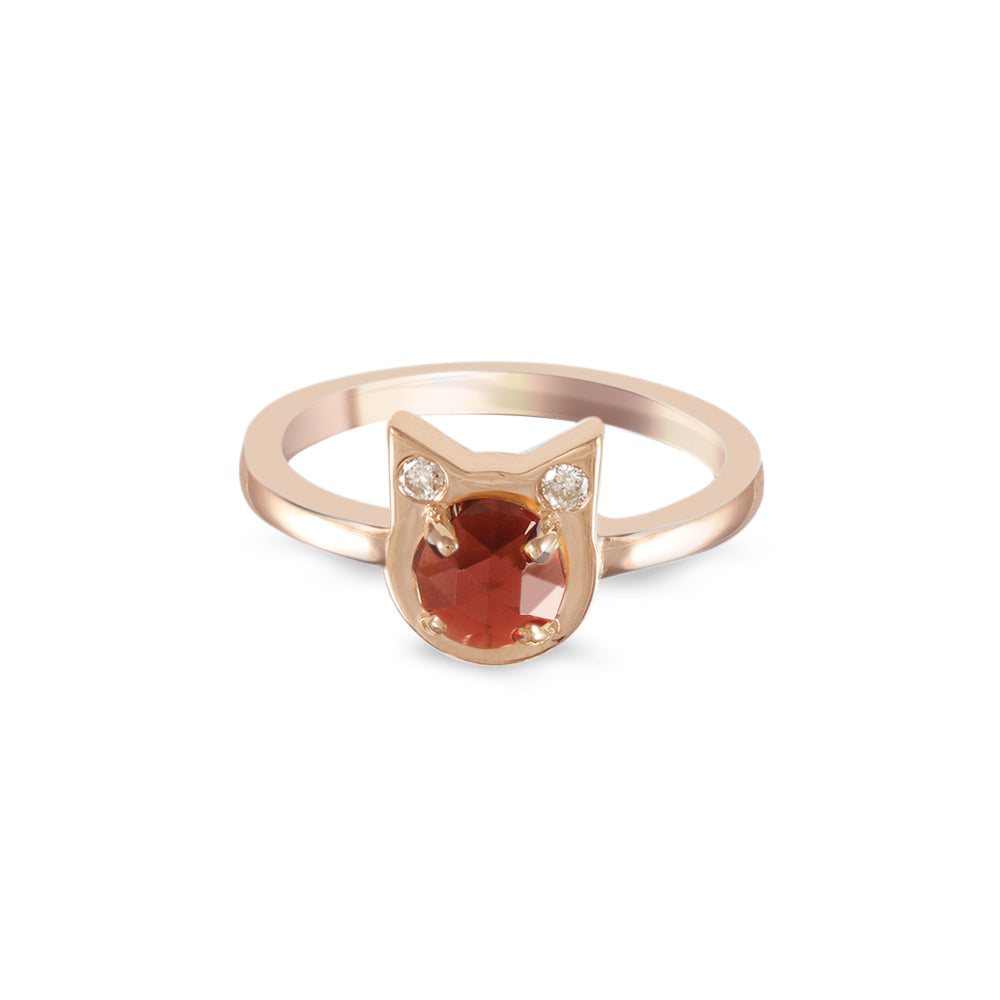 Anillo Aura de Gato con granate y diamantes