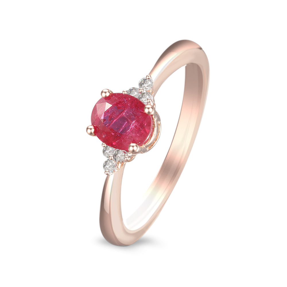 Anillo con rubí y diamantes laterales