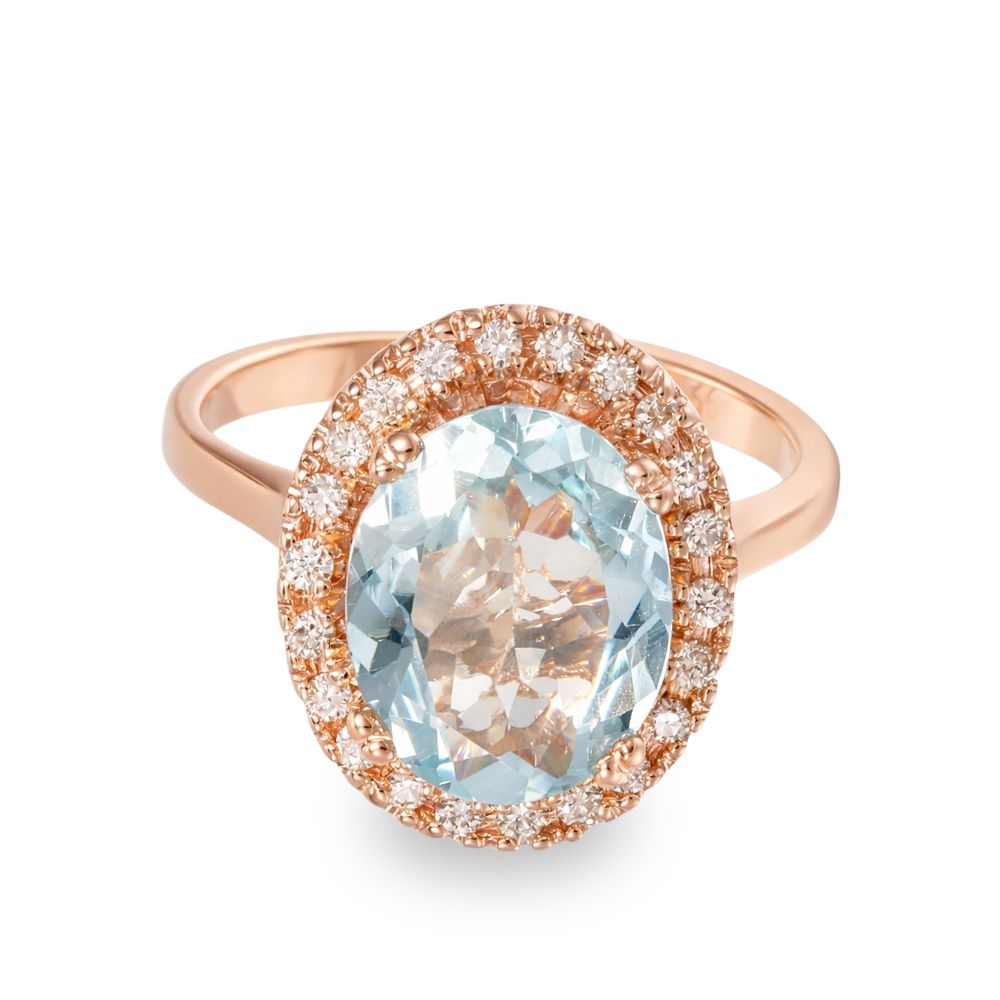 Anillo con aguamarina y halo de diamantes