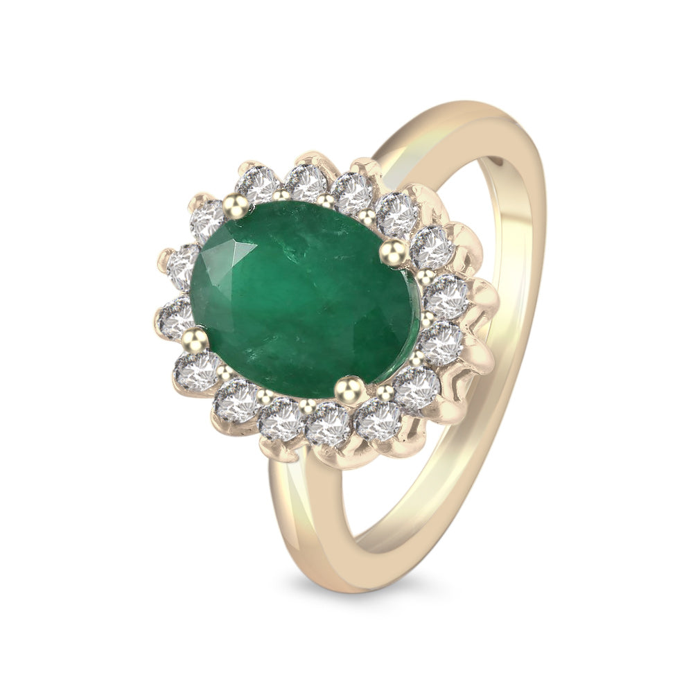 Anillo con esmeralda y halo de diamantes