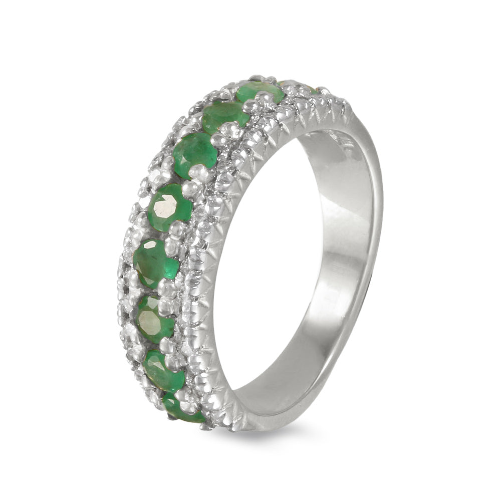 Churumbela con esmeralda y diamantes laterales
