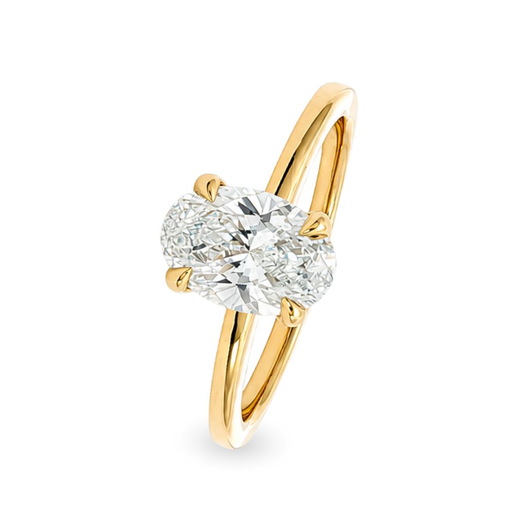 Anillo de compromiso solitario con diamante lab-grown oval 1.10 ct