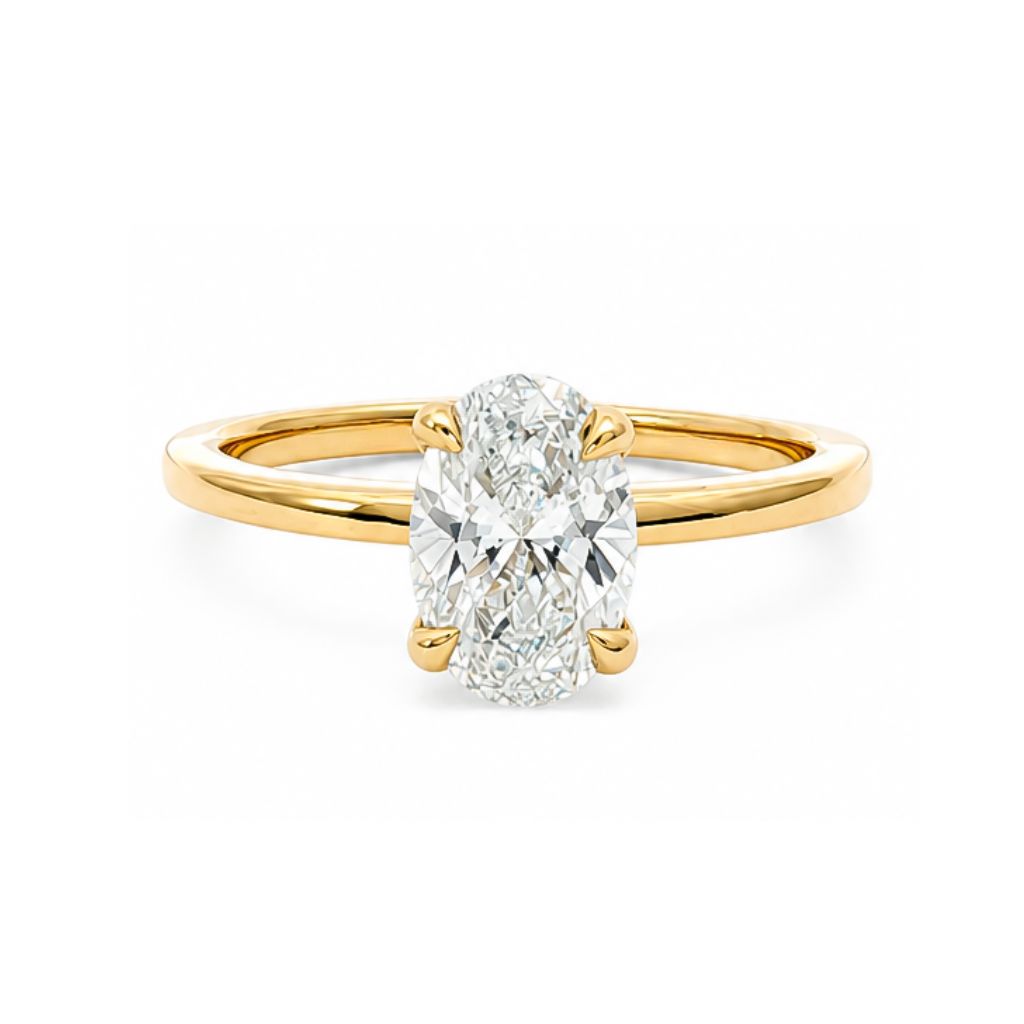Anillo de compromiso solitario con diamante lab-grown oval 1.10 ct