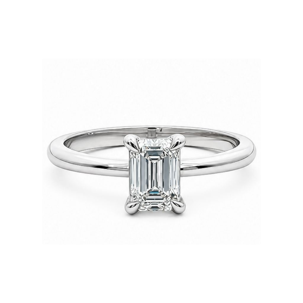 Anillo de compromiso solitario con diamante lab-grown 1 ct corte esmeralda