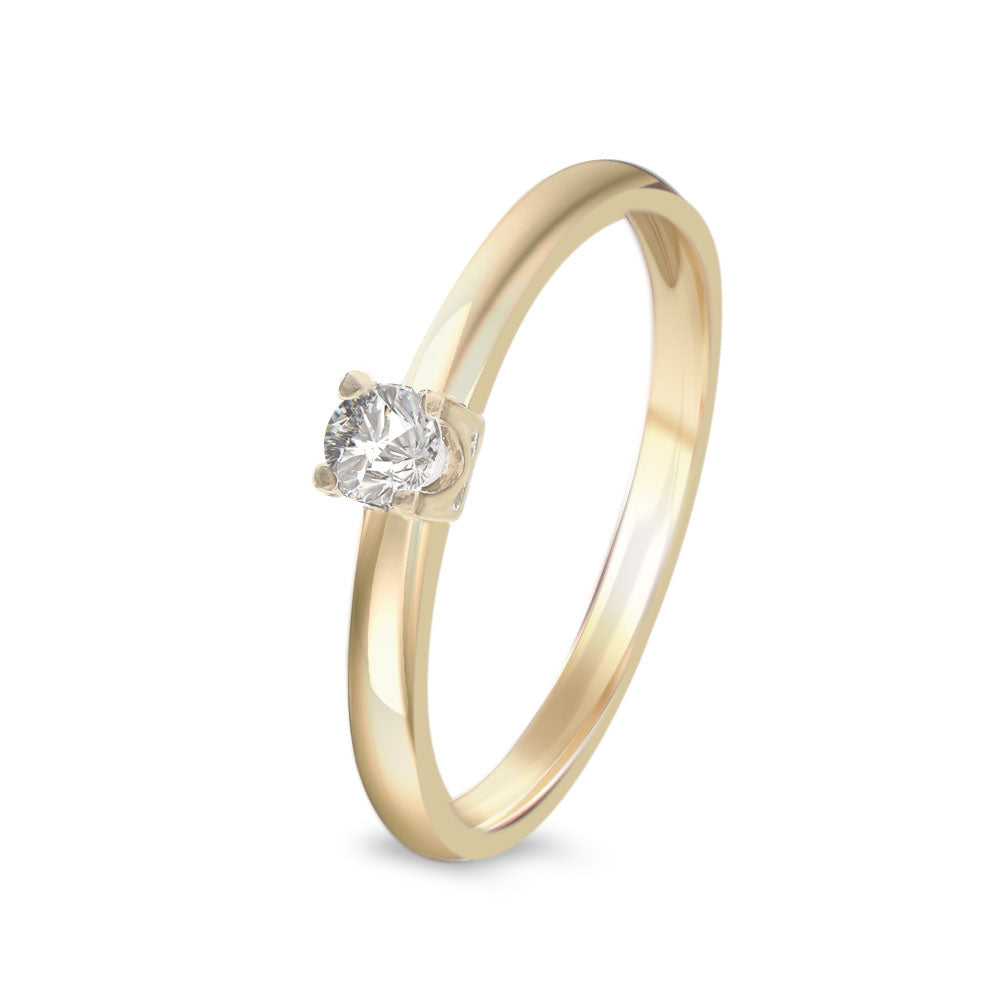 Anillo de compromiso solitario con diamante 0.12 ct