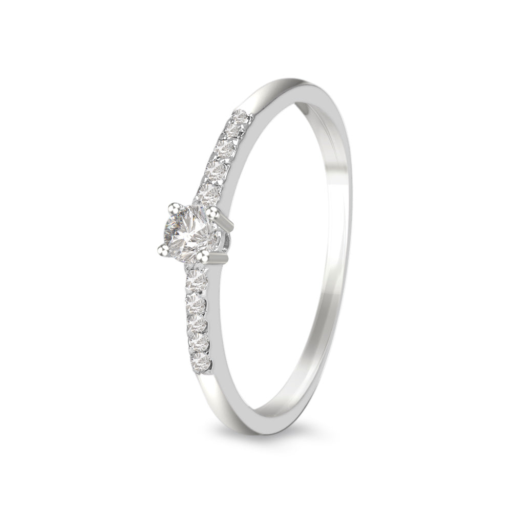 Anillo de compromiso con diamante central 0.08 ct y diamantes laterales