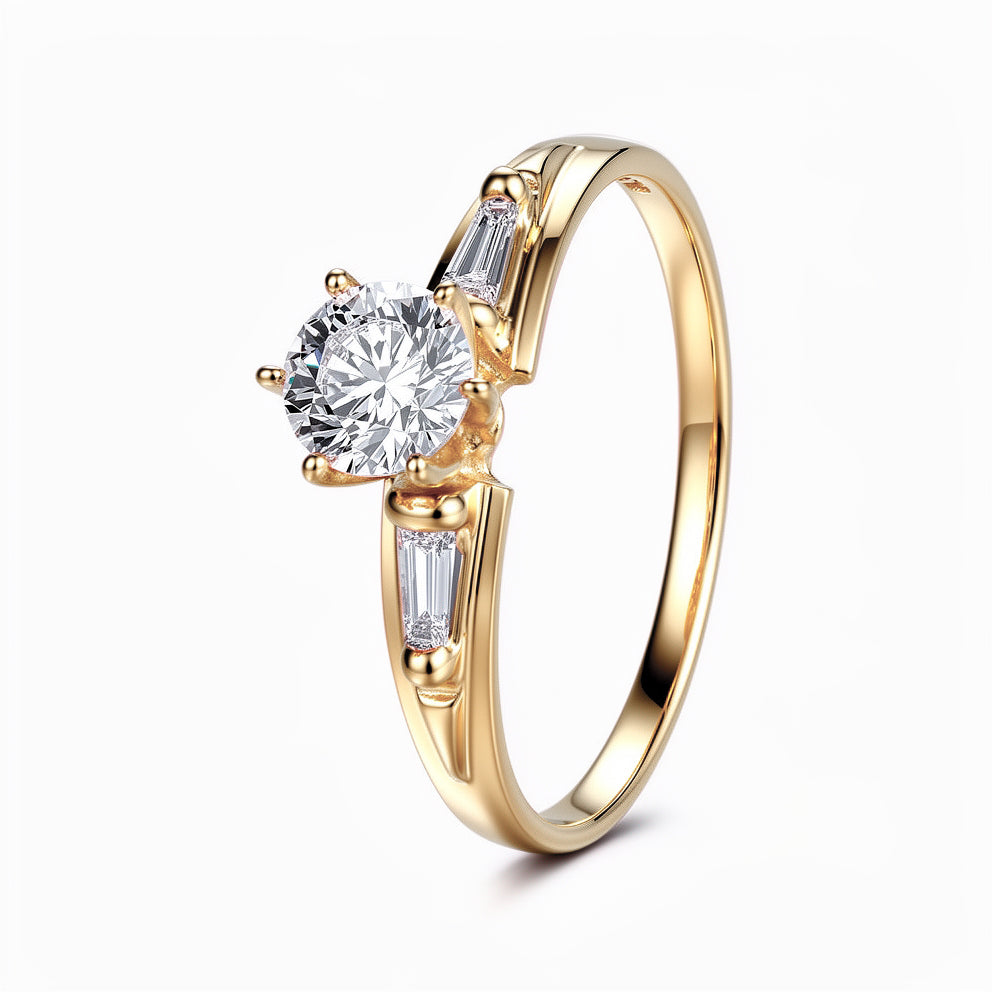 Anillo de promesa con circonia estilo con laterales
