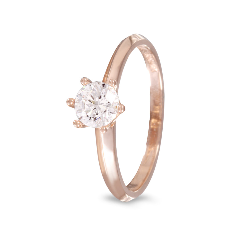 Anillo solitario estilo clásico con circonia