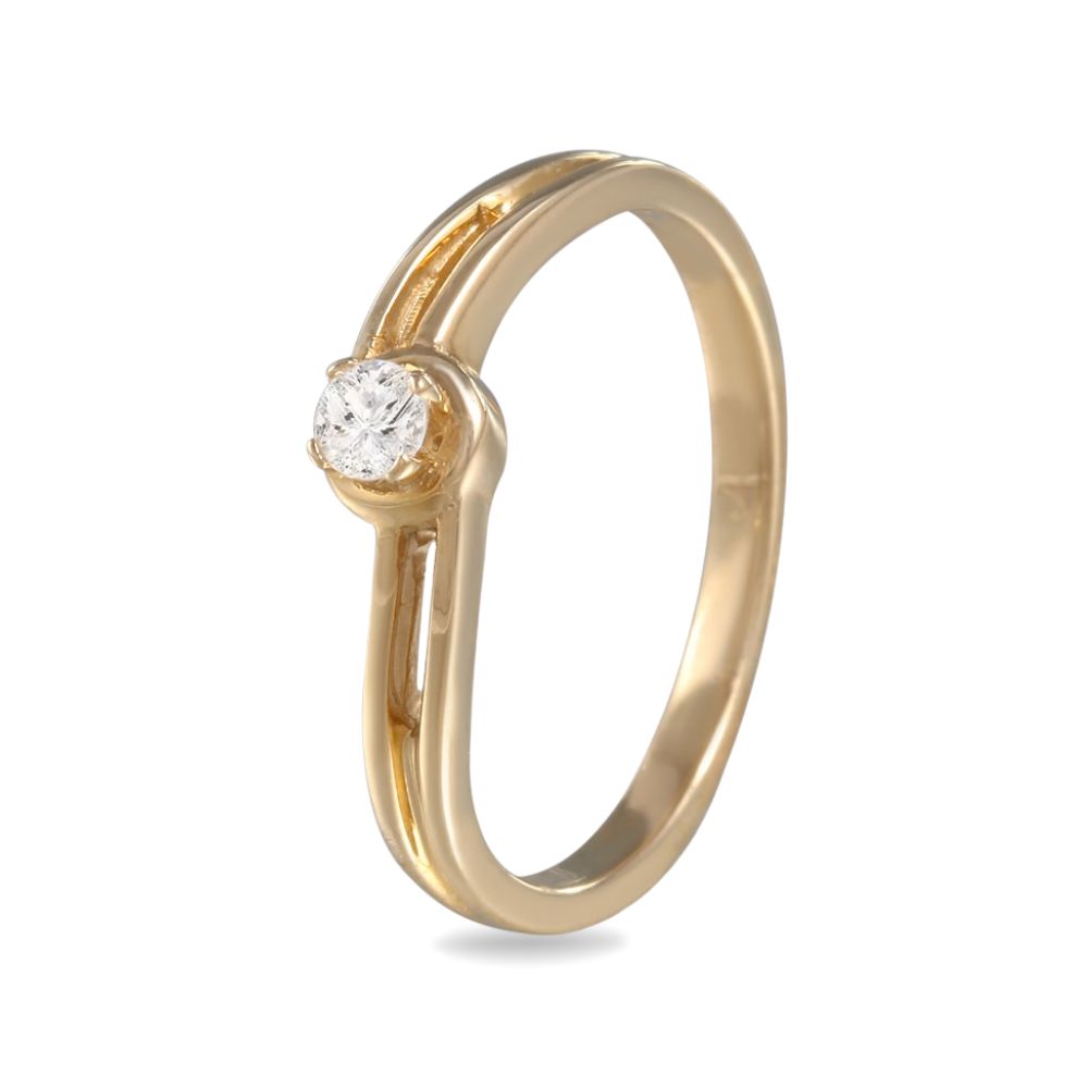 Anillo de promesa o compromiso con circonia en oro amarillo