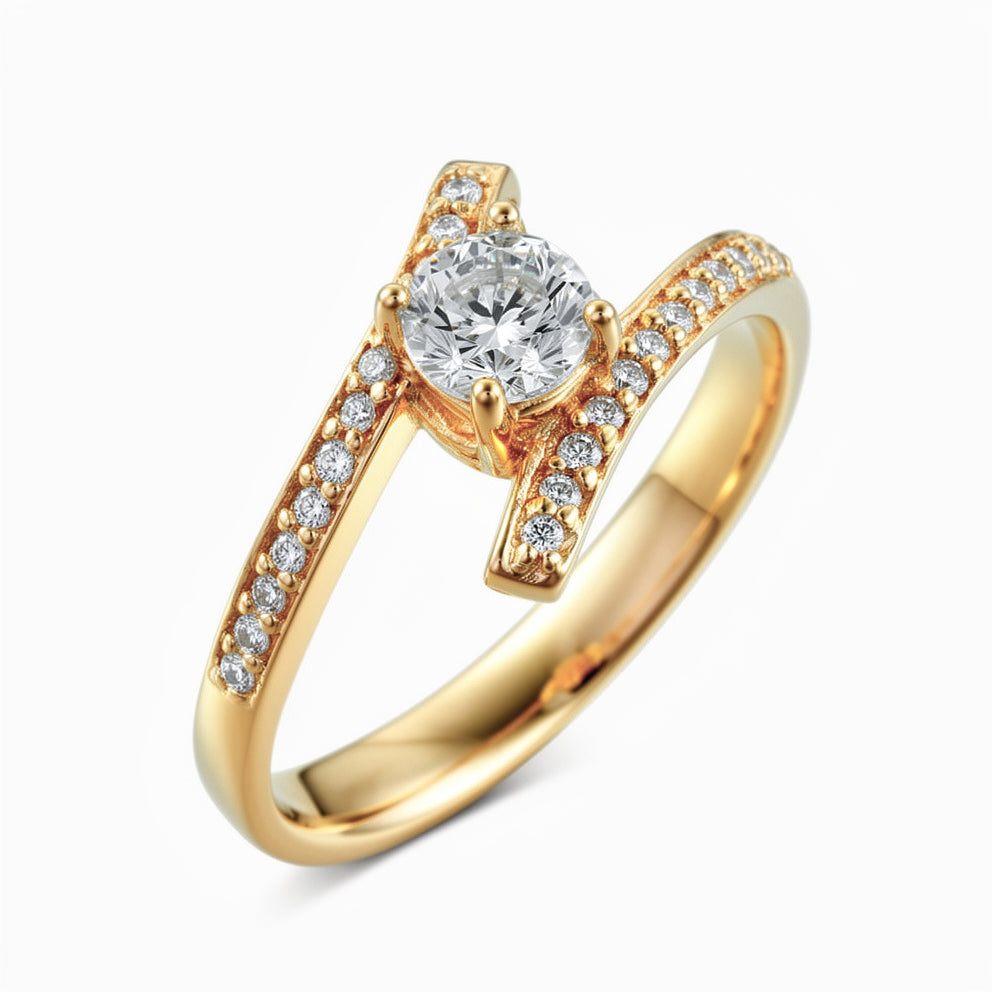 Anillo de promesa o compromiso con zirconia Swarovski estilo con laterales