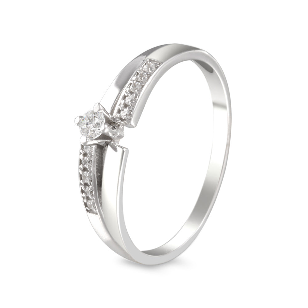 Anillo con zirconia Swarovski estilo con laterales