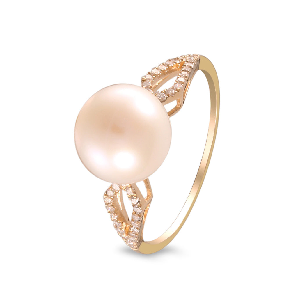 anillo con perla y diamantes