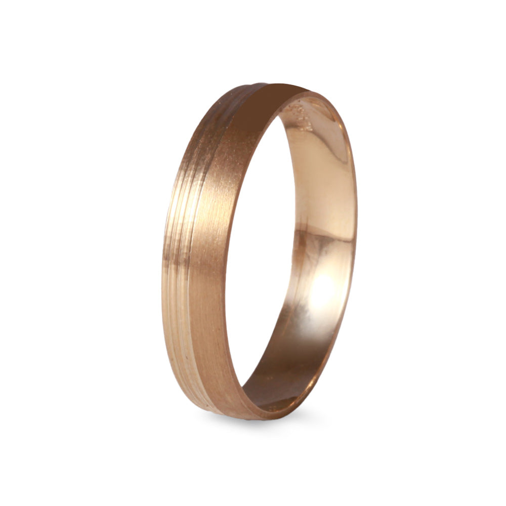 Argolla de matrimonio ligera diseño cepillada con 3 líneas
