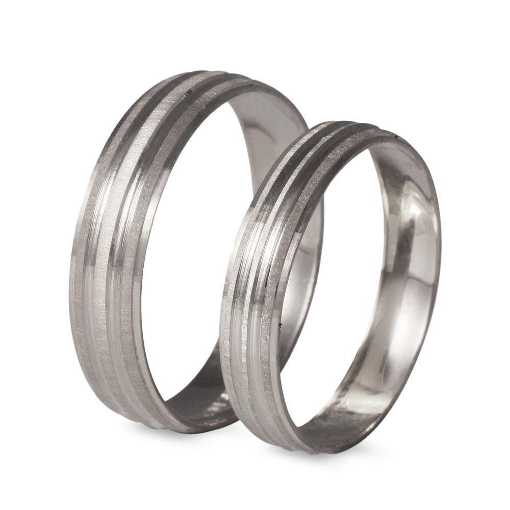Argolla de matrimonio ligera diseño cepillado al centro