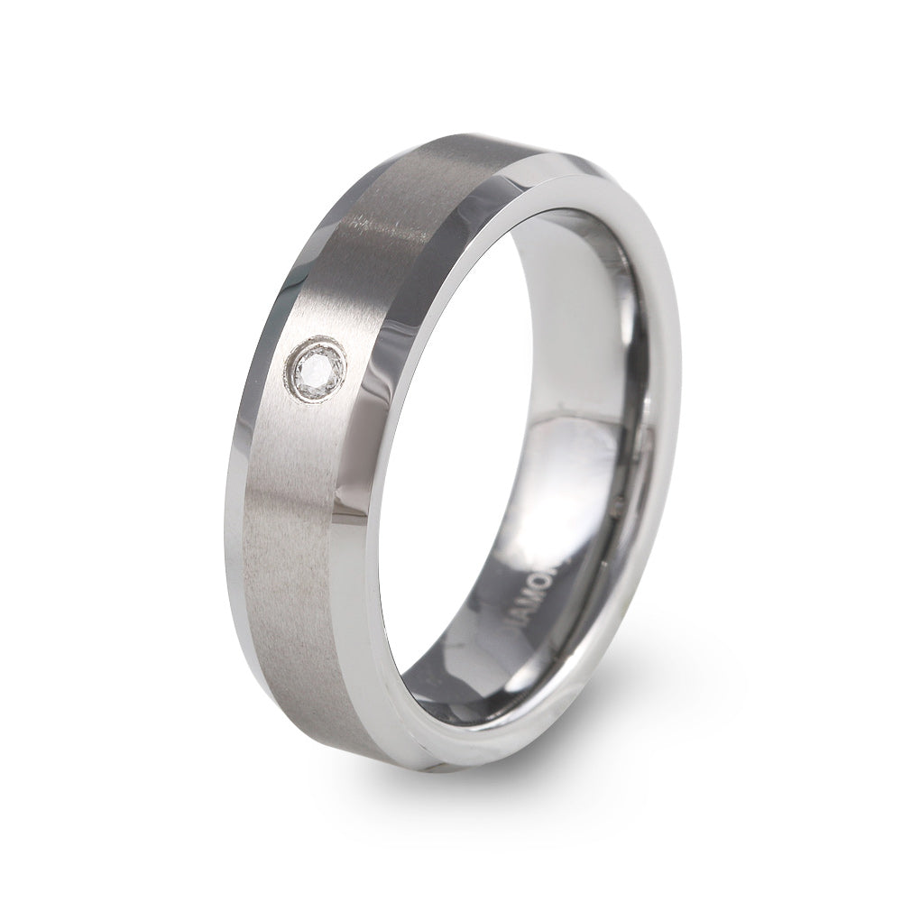 Argolla de matrimonio tungsteno con diamante