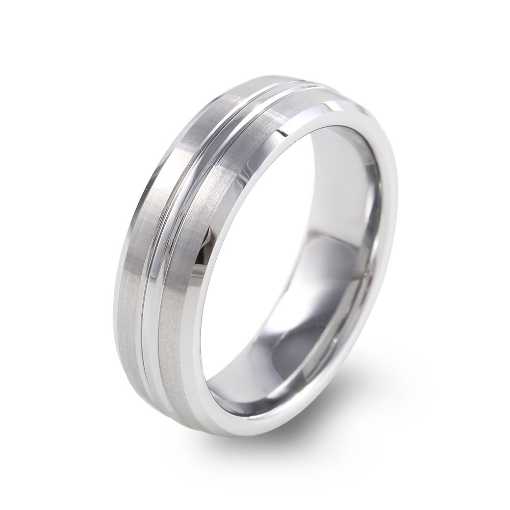 Argolla de Matrimonio de Tungsteno diseño linea al centro 6 mm. Argolla de Tungsteno.