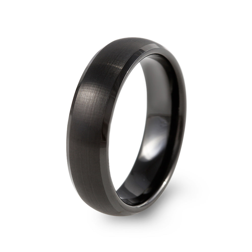 argolla de tungsteno negro. Argolla de Matrimonio de Tungsteno Negro diseño media caña 6 mm. Argolla Negra.