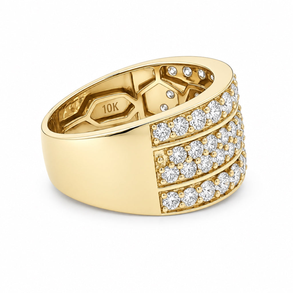 Anillo de hombre multihilera con pave de diamantes lab-grown