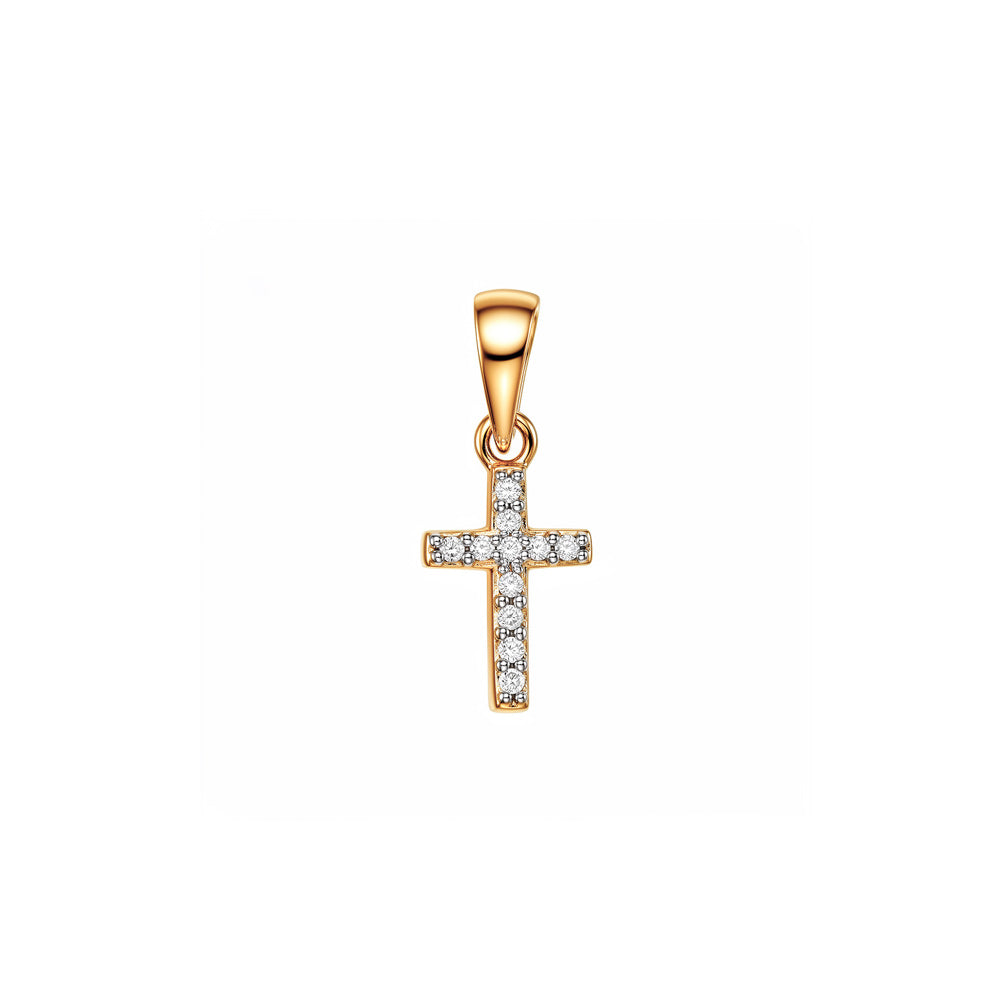 Cruz mini con circonias alineadas