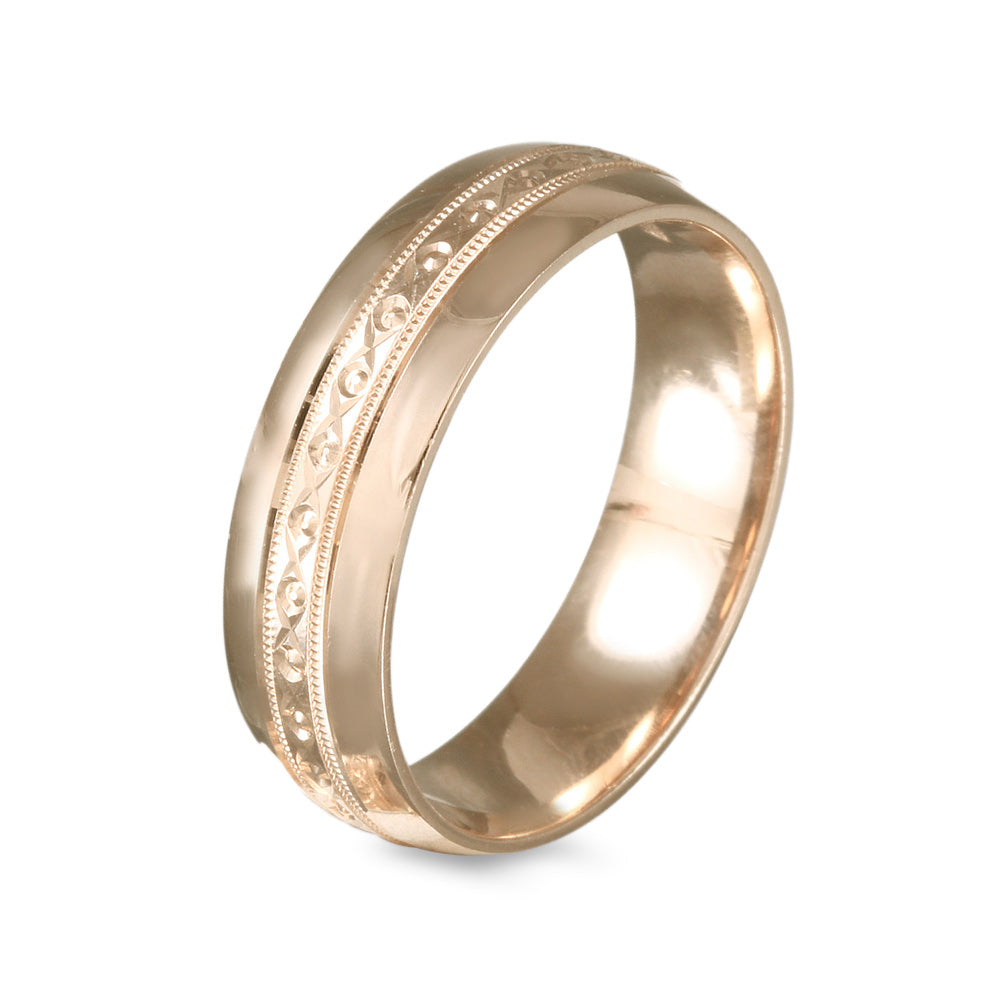 Argolla de matrimonio diseño floral milgrain