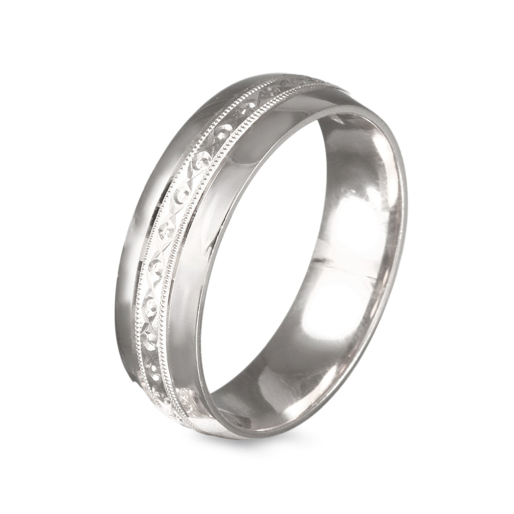 Argolla de matrimonio diseño floral milgrain