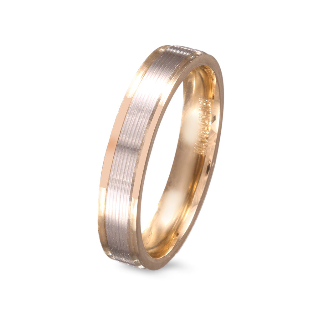Argolla de matrimonio diseño bicolor con textura lineal