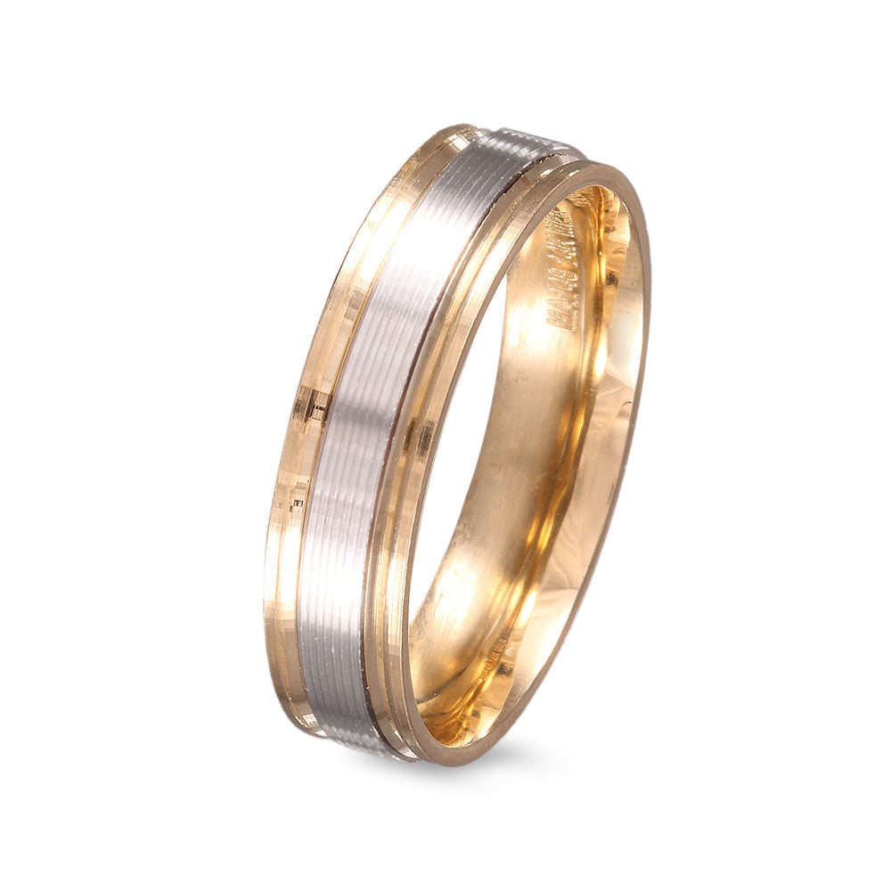 Argolla de matrimonio diseño bicolor acanalada
