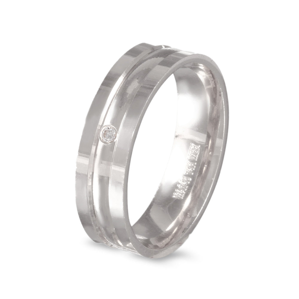 Argolla de matrimonio con diamante solitario