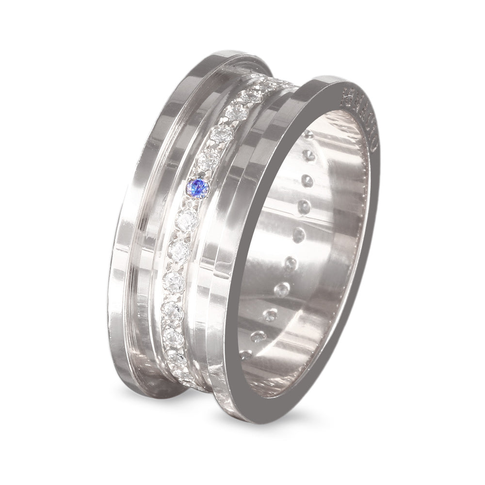 Argolla de Matrimonio con Zafiro y Diamante