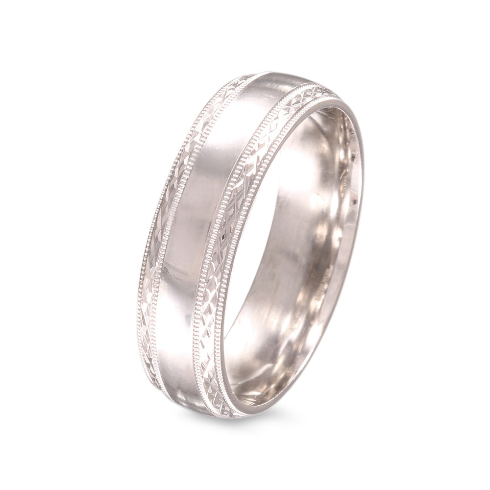 Argolla de matrimonio diseño clásico con acento texturizado