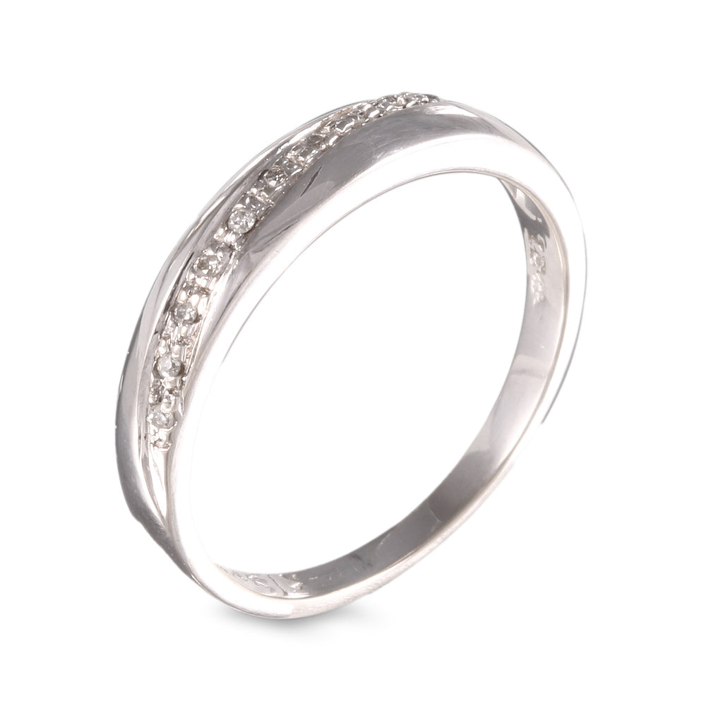 Argolla de matrimonio diseño carril con diamante