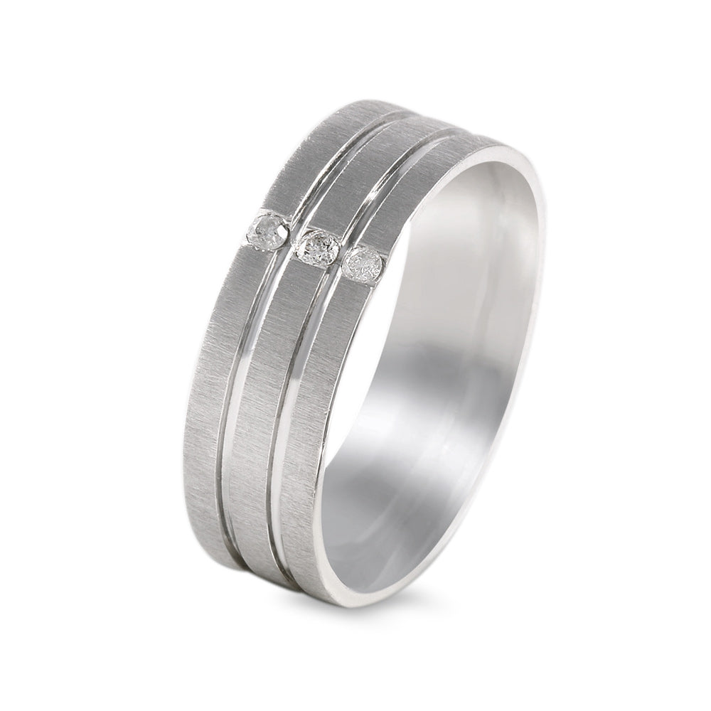 Argolla de matrimonio diseño de triple banda con diamante