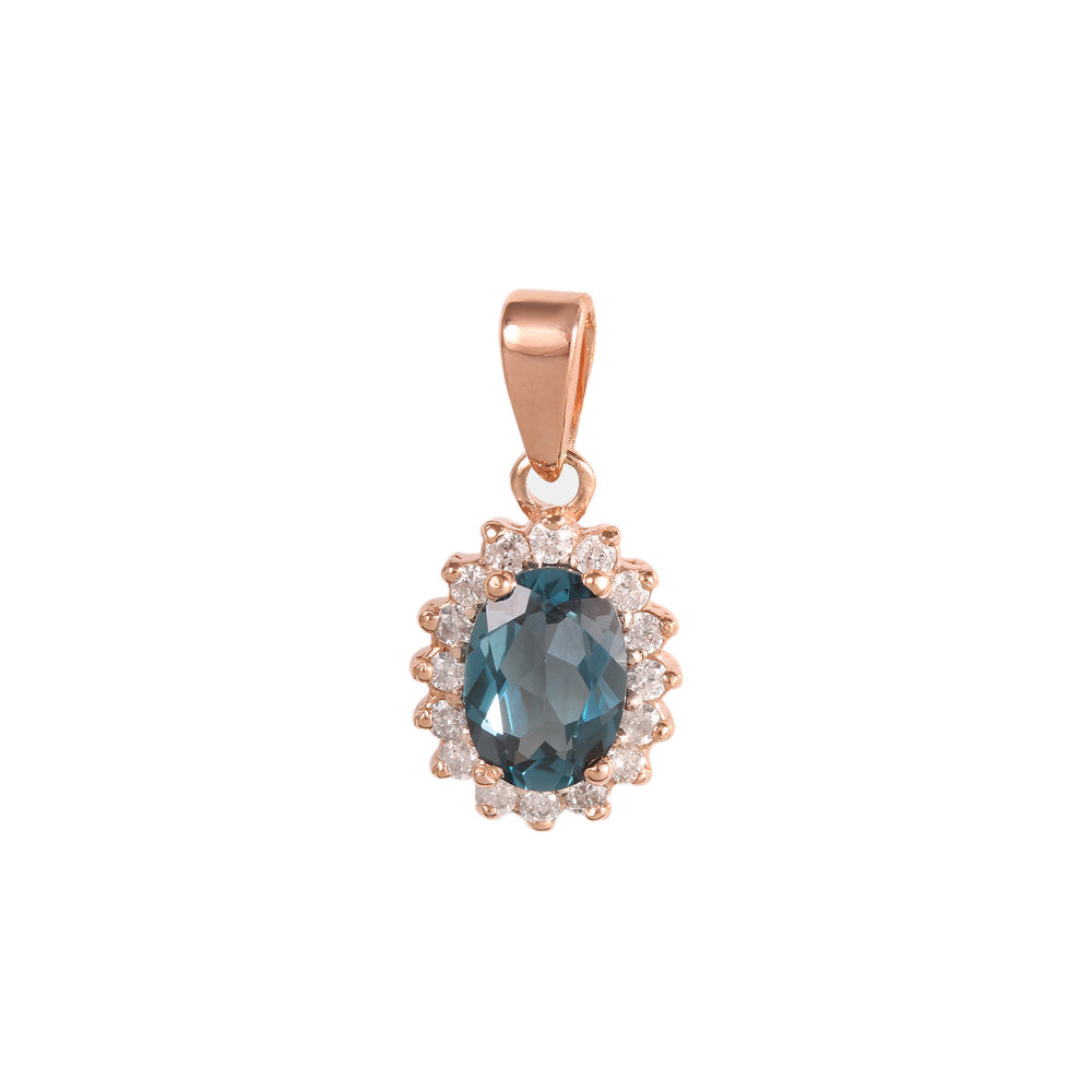 Dije con topacio london y halo de diamantes