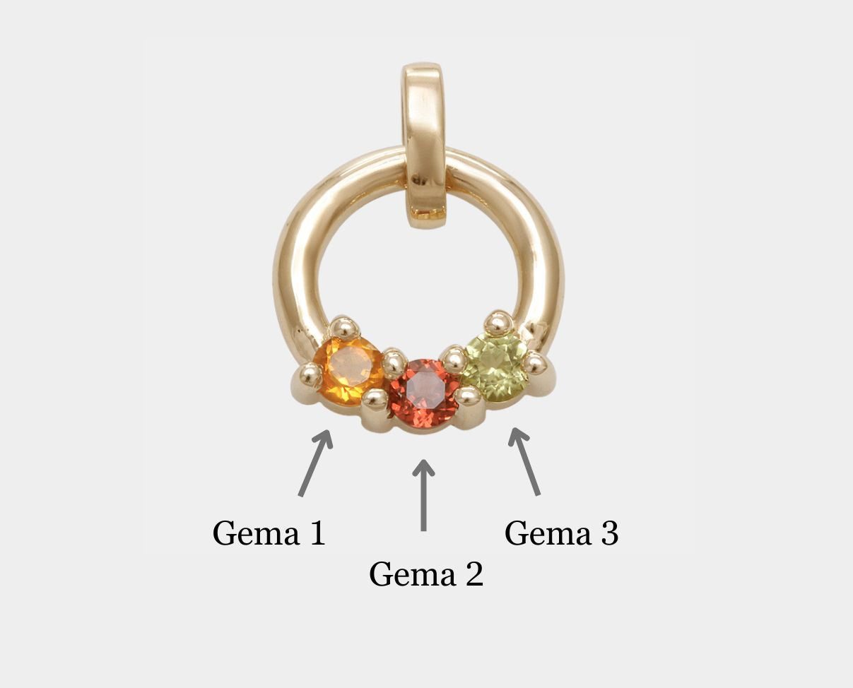 Gargantilla Círculo de la Vida, oro amarillo 14 k con gemas. Gargantillas piedras naturales.