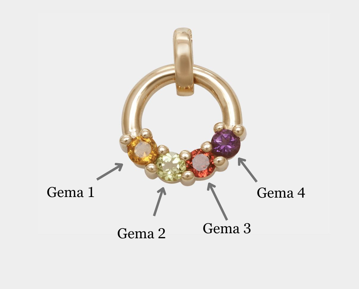Cadena y dije Círculo de la Vida con 4 gemas