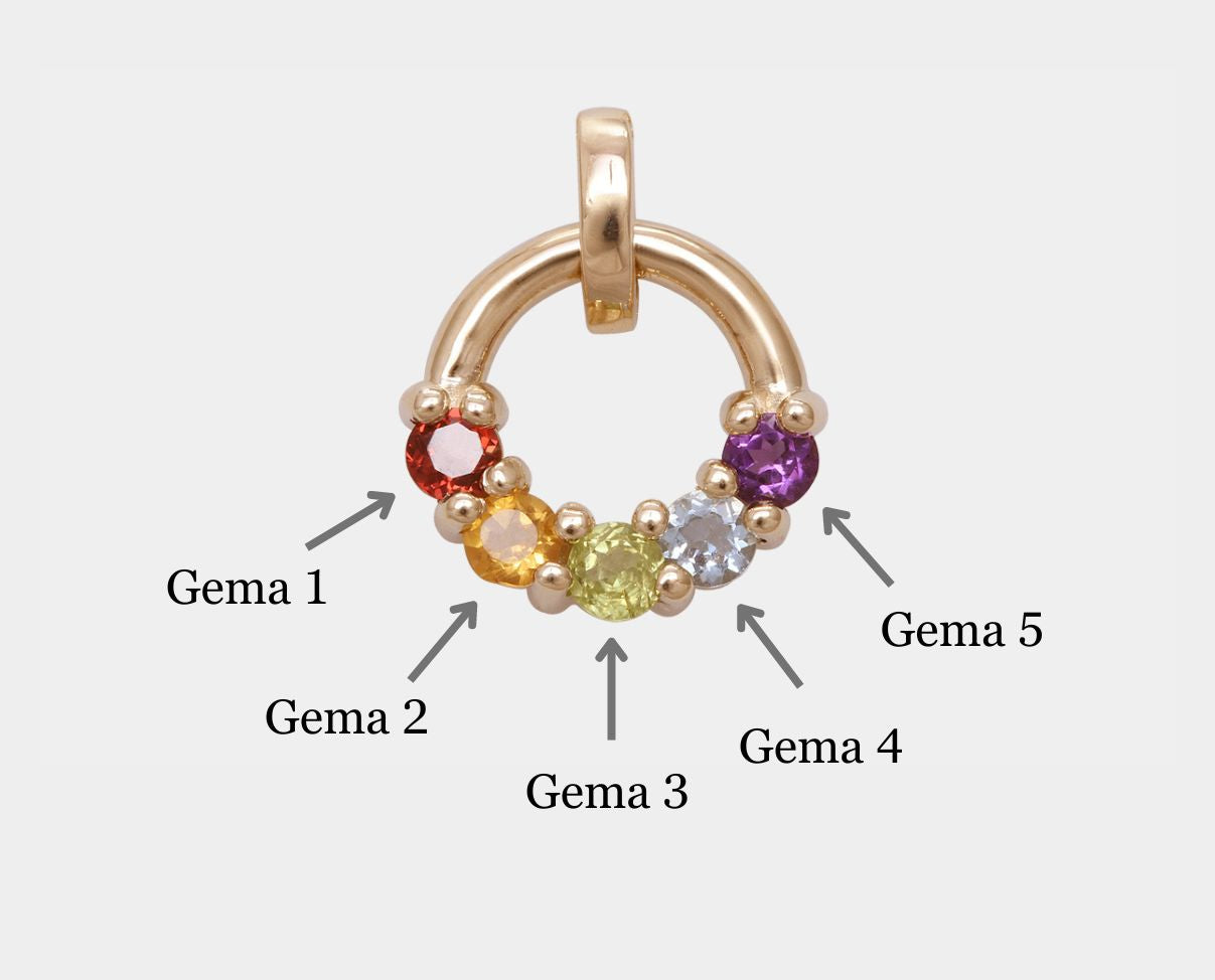 Dije diseño Círculo de la Vida con 5 gemas
