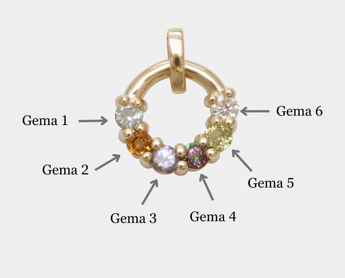 Dije diseño Círculo de la Vida con 6 gemas