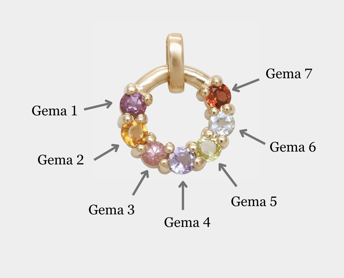 Dije diseño Círculo de la Vida con 7 gemas