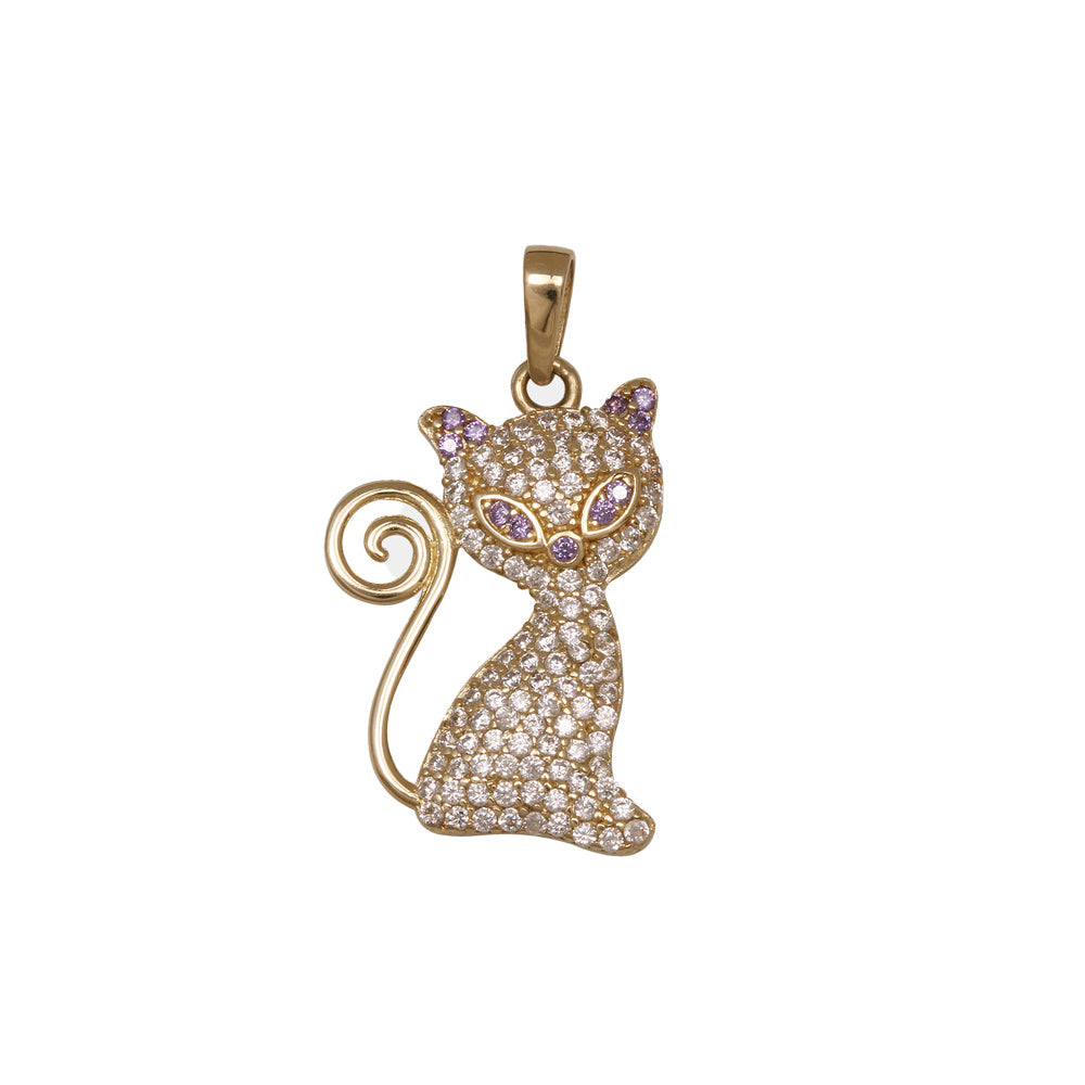 Dije diseño gato con circonia
