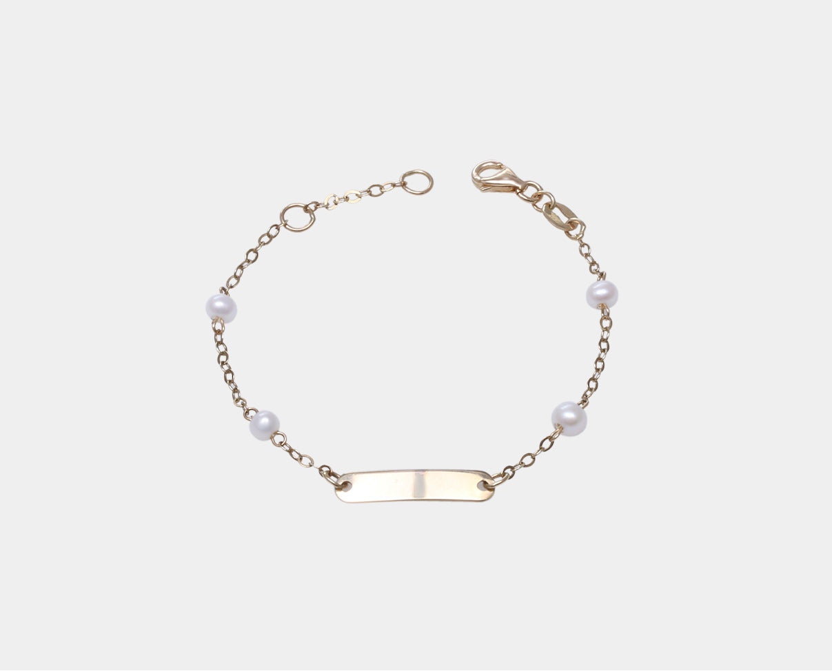 Esclava infantil tejido rolo con placa y perla