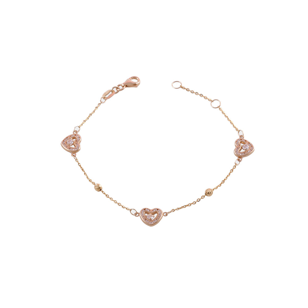 Pulsera con dijes de diseño corazón con circonia