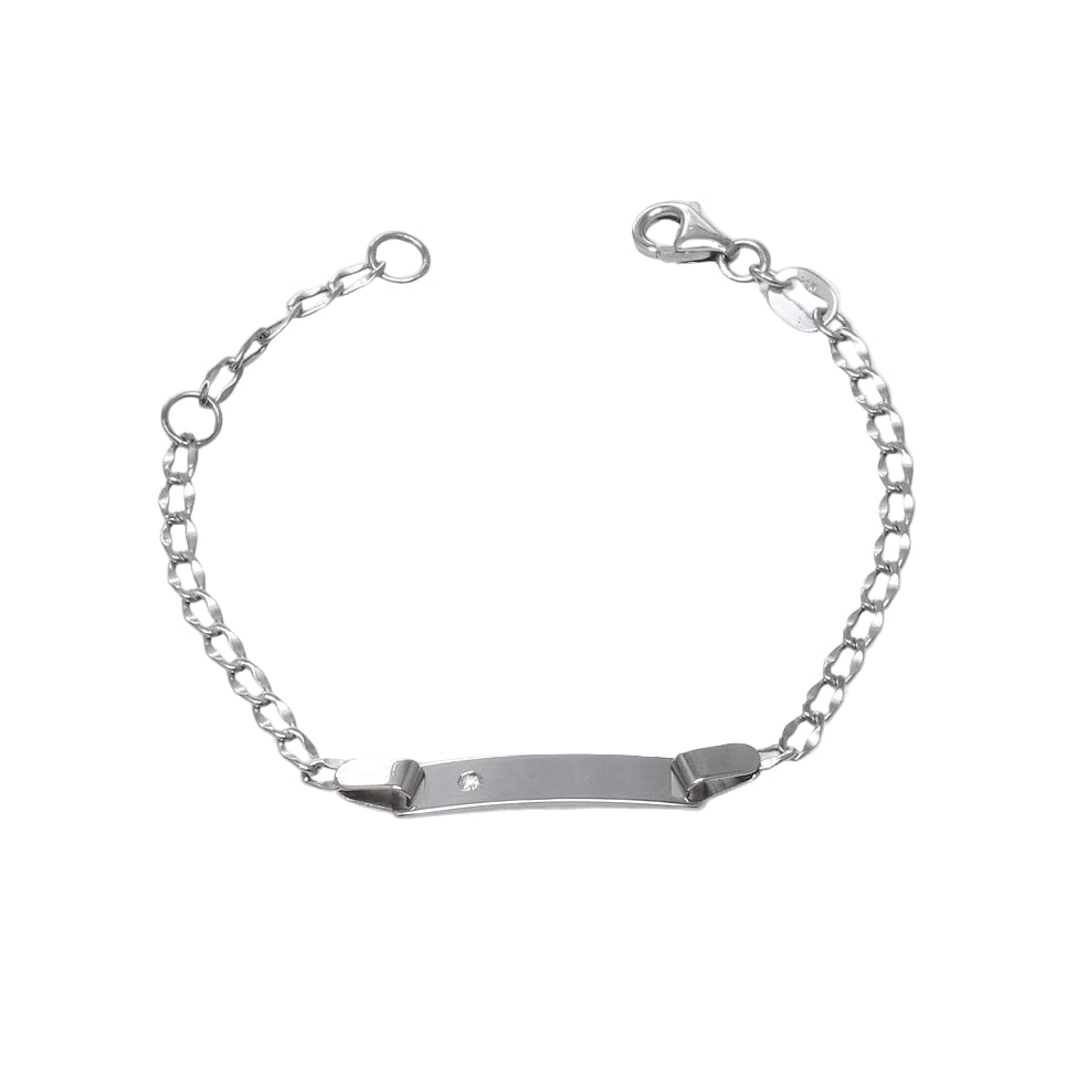 Esclava infantil tejido barbado con placa y circonia